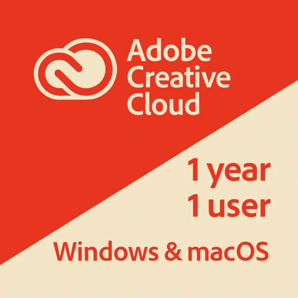 Creative Cloud I 1 year I 1 user I Windows & MacOS I