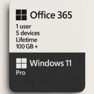 Microsoft Windows 11 Pro + Microsoft Office 365 (1 user, 5 devices - Windows & MacOS)